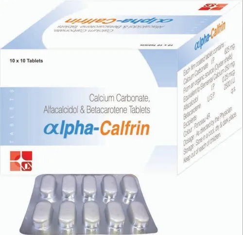 Calcium Carbonate Alfacalcidol And Betacarotene Tablets - Prescription Required, For Hospital and Clinic Use, Cool and Dry Storage