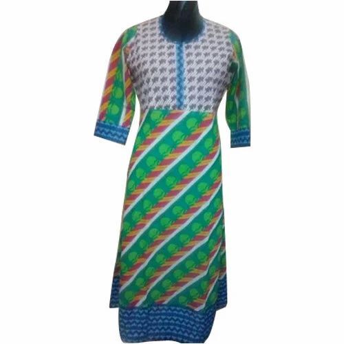 Casual Cotton Kurti - Light Weight, Breathable Cotton Fabric | 100% Purity, Multicolor Printed Pattern, Available in M, L, S, XL Sizes, Perfect for Summer and Winter Casual Wear