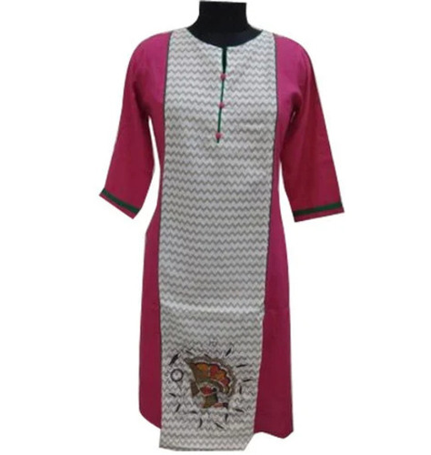 Designer Cotton Kurtis - 100% Cotton, Sizes M, L, S, XL, Multicolor | Light Weight, Breathable, 3-4th Sleeve, Printed Pattern, Casual Style
