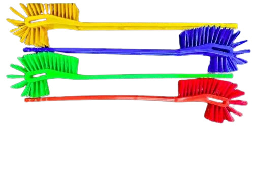 Double Hockey Toilet Brush - Plastic Bristles and Handle, Multicolor, Long Lasting for Bathroom Use
