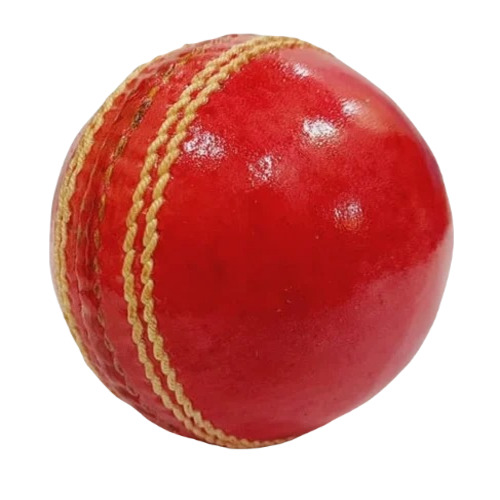 Hard Leather Cricket Ball - Solid Round Shape, Red Color | Durable Design for Adults, Unisex Use