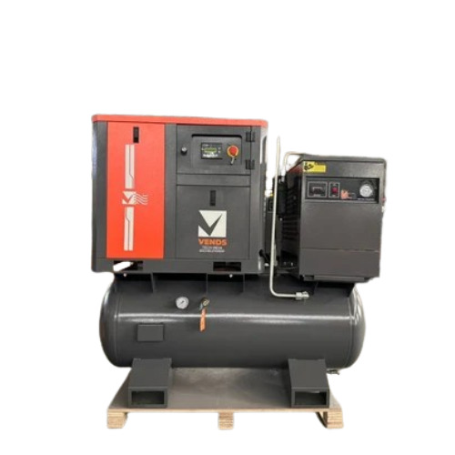 Industrial Screw Air Compressor - 10 HP Power, 12 Bar Discharge Pressure, 44 Cfm Flow Rate | AC Three Phase, Air Cooled, Electric Power Source, Available in Red, Black, Gray, Orange