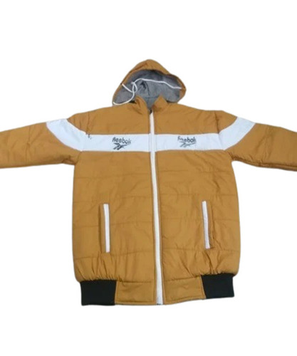 Men Reversible Jacket - Polyester XL Yellow | Hooded Zipper Closure Long Sleeves Anti-Wrinkle Breathable Washable Modern Style