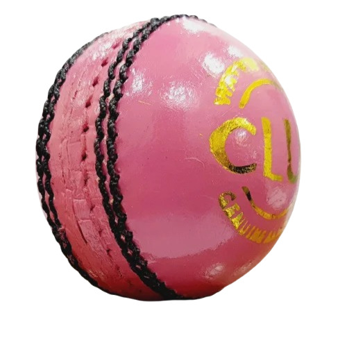 Pink Leather Cricket Ball - Solid Round Design, Hard and Durable for Adults | Unisex, Printed Leather Material