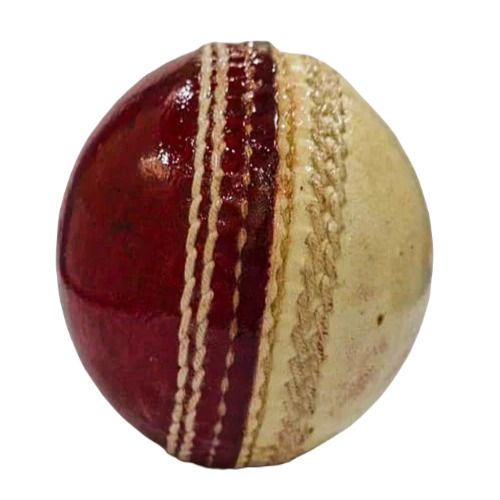 Red And White Cricket Leather Ball
