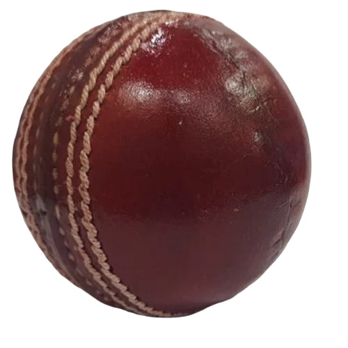 Red Leather Cricket Ball - Solid Round Design, Hard and Durable for Unisex Adults