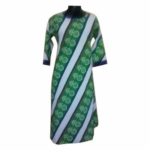 Round Neck Cotton Kurti - New, Very Good Quality, 100% Cotton, Multicolor | Breathable, Light Weight, 3-4th Sleeve, Casual Style, Available in L, M, S, XL Sizes, Printed Pattern
