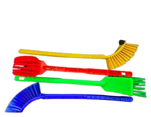Single Hockey Toilet Brush - Plastic Bristles, Plastic Handle, Multicolor | Long Lasting Quality for Bathroom Use