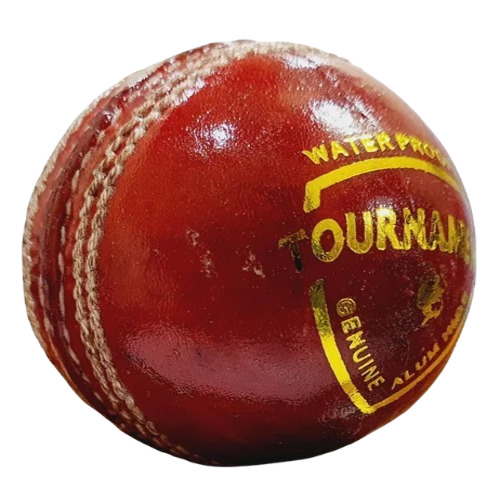 Tournament Leather Cricket Ball - Round Solid Design | Red Color, Hard and Durable Material, Unisex, Printed for Adults