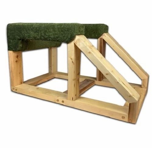 Pine Wood Yoga Head Stand - 20mm Thick, 27.5x16.5 Inch, Brown and Green, Stable Support Pads