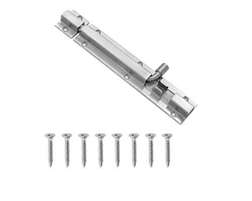 Square Tower Bolt - Polished Stainless Steel, 8 mm Rod Thickness, 50 gm Weight | Ideal for Door Fitting Applications