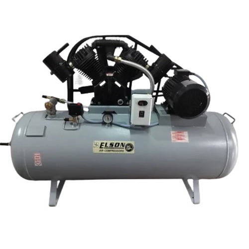 Reciprocating Air Compressor - 10 HP, 500 L Tank Capacity, 21 CFM Flow Rate, 12 kg Max Pressure | Lubricated Piston, Air Cooled, Three Phase, Industrial Use, Available in Multiple Colors