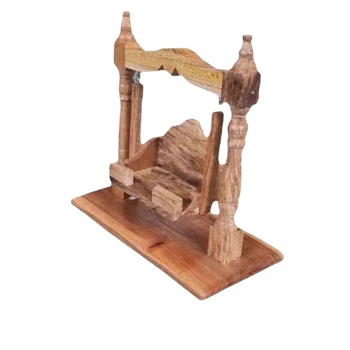 10 Inch Mango Wood Krishna Swing - Brown Color, Glossy Finish | Durable, Moisture Proof, Scratch Resistant, Hand-Carved Hindu Theme