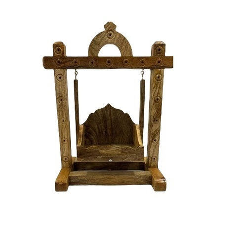 Mango Wood Krishna Jhula - Handcrafted with Intricate Carvings, Brown Finish | Lightweight, Easy to Install, Moisture Proof, Non Toxic, Scratch Resistant