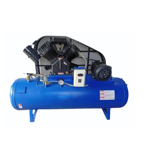 5 HP Two Stage Air Compressor - 300 Liters Capacity, 7.5 HP Motor Power, 12 Bar Pressure | Mild Steel, Industrial Use, Lubricated, Air Cooled, Yellow, White, Black
