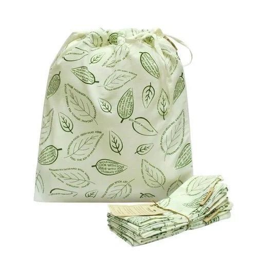 Canvas Shopping Bag - Premium Cotton Fabric Green Color | Durable Stitching Adjustable Drawstring Multi-Purpose Storage Machine Washable Reusable Design Versatile Use