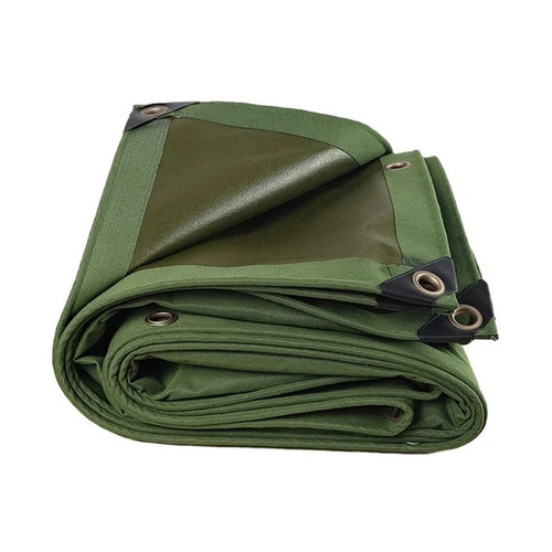 Canvas Tarpaulin Sheets - PVC Coated, 90 GSM HDPE Material, Dark Green Color, Woven Technique, Standard Design Type, Plain Tent Style