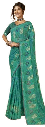 Chiffon Party Wear Saree - Color: Green