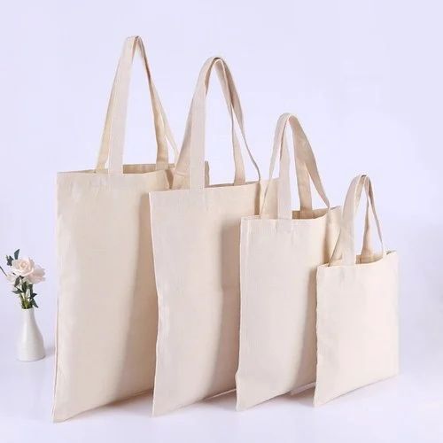 Cotton Shopping Bags - Premium Quality Cream Cotton Fabric | Durable Stitching, Multi-Purpose Storage, Adjustable Drawstring, Easy to Clean, Machine Washable, Biodegradable Design