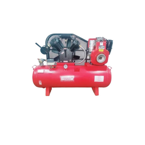 Diesel Air Compressor - 300 L Capacity, 5 HP Motor Power, 25 CFM Flow Rate | Piston Type, Lubricated, Air Cooled, Industrial Use, Available in Orange, Black, Red, Blue, Gray