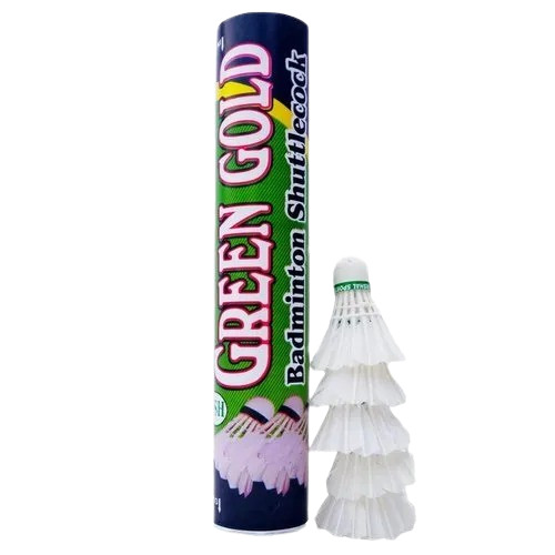 Green Badminton Shuttlecock - Feather Material, Indoor Play, Premium Quality | 10 Pieces in Box, Ideal for Competitive Play