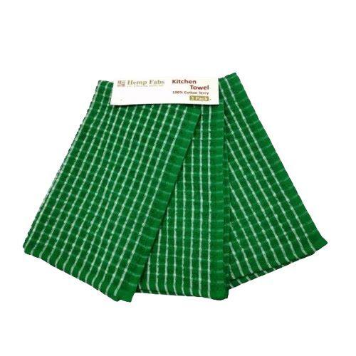 Premium Cotton Terry Kitchen Towel - Square Shape, Green Color | Durable Fabric, Lightweight Design, Machine Washable, Non-Toxic Dyes, Eco-Friendly Material, Fade-Resistant, Versatile Use