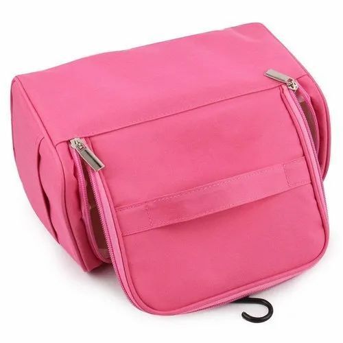 Toiletry Bag - Rectangular, New, Good Quality | Pink, Ideal for Holding Cosmetic Items, Made in India