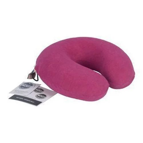 Travel Neck Pillow - Premium Cotton , Optimum Quality with Breathable Cover, Easy to Clean, Travel-Friendly, Adjustable Fit, Durable Material, Skin-Friendly Fabric in Pink