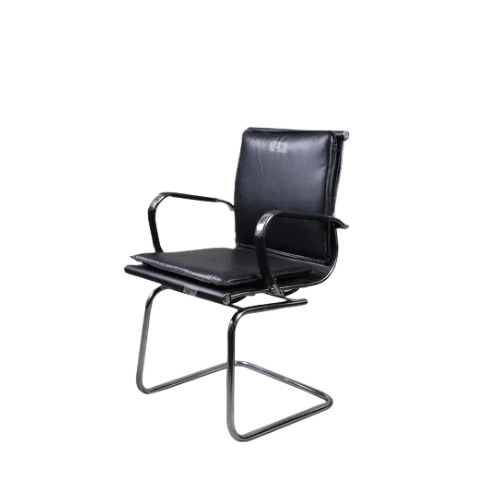 Black Leather Office Chair - 1 Seater, Eco-Friendly & Durable Design | Modern Polished Finish, Skin Friendly Material