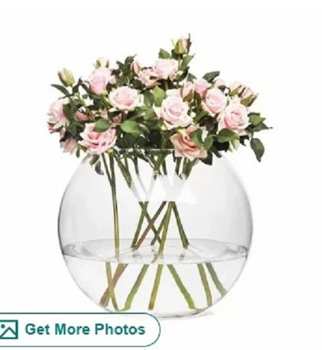 Glass Round Vase - Transparent Easy to Clean | Customizable Shapes Decal Effect