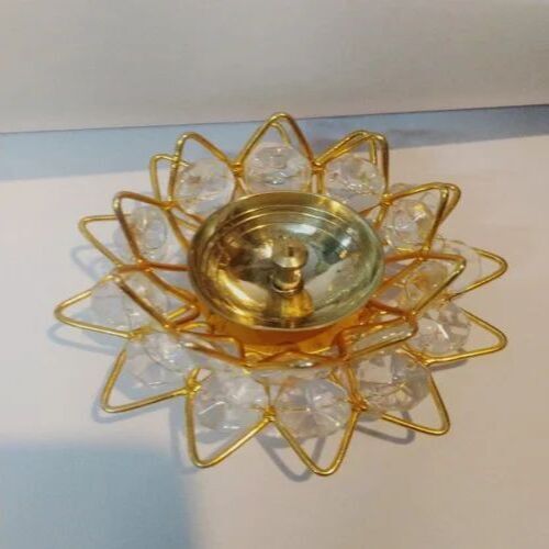 Brass Crystal Diya