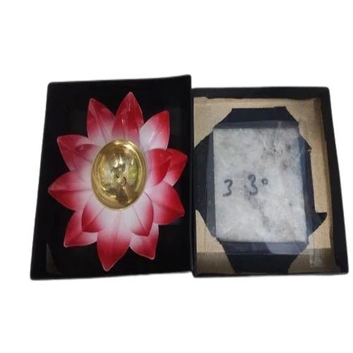 Brass Lotus Diya - Pink Color, Elegant Design for Puja and Diwali Celebrations