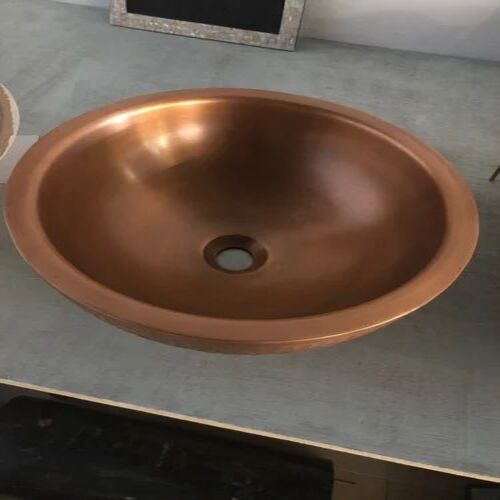 Copper Wash Basin - 16x16x6 Inches, Premium Quality Double Round Counter Top Sink with Optimum Finish in Matte Copper Color | Custom Size Options Available