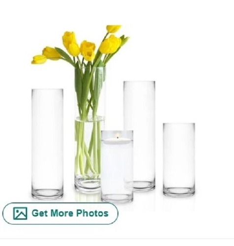 Cylinder Clear Glass Vase - Transparent Glass Material, Easy to Clean, Tested for Quality Standards | Customizable Shapes with Decal Effect