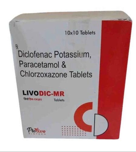 Diclofenac Potassium Paracetamol And Chlorzoxazone Tablets - Grade: Medicine Prescription Required Storage: Cool And Dry Place Application: Suitable for Hospital and Clinic