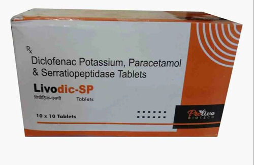 Diclofenac Potassium, Paracetamol And Serratiopeptidase Tablets - For Hospital And Clinic Use, Prescription Required, Store In Cool And Dry Place, Precautionary Measures Advised