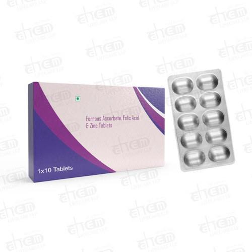 Ferrous Ascorbate Folic Acid And Zinc Tablets - Prescription Required, Cool And Dry Storage , For Hospital And Clinic Use