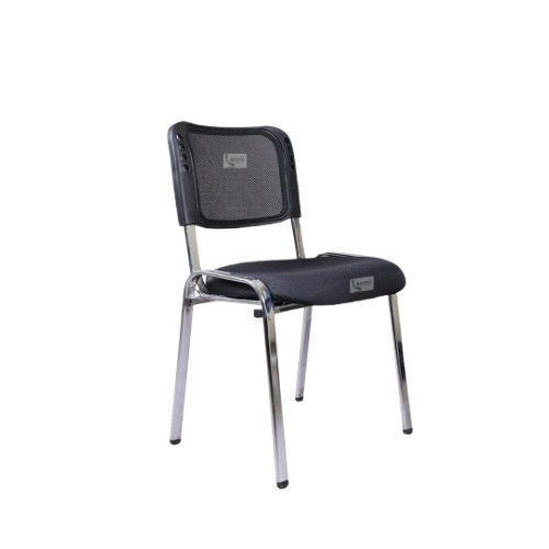 L-107 Designer Office Chair - New 1 Seater, Polished Metal Finish, Black and Gray | Modern Appearance, Easy to Clean, Rust Free, Water Resistant