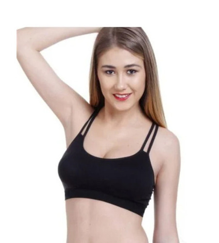 Ladies Plain Sport Bra - Nylon Sizes 28-42 Black | Non-Padded Sleeveless Medium Coverage Breathable Skin-Friendly Fade & Wrinkle Resistant