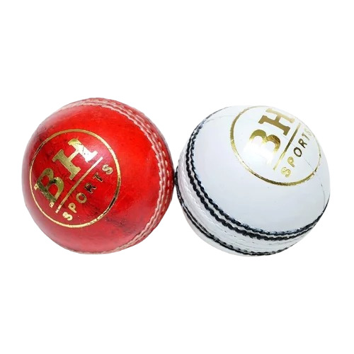 Leather Cricket Ball - Standard Size, Red Color | Unisex, Hard and Durable, Printed Design for Adults