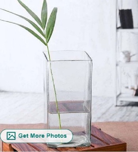 Long Square Glass Vase - Glass Material, Customizable Shapes, Elegant Decal Design | Easy To Clean, Quality Tested, Ideal For Gifting