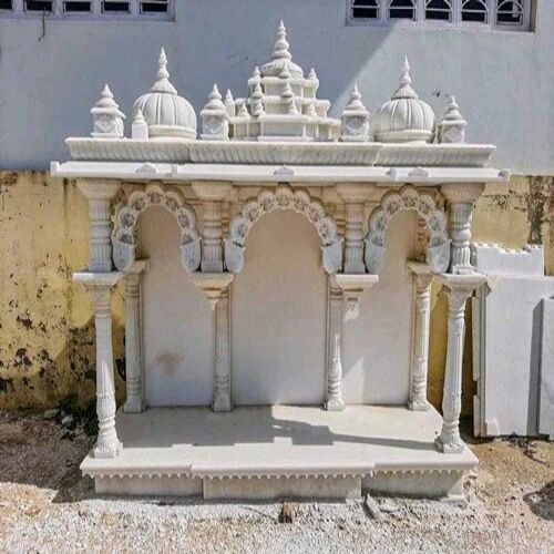 Marble Home Temple - Premium Quality Carving Design , 120x240 cm Square Art Deco in White