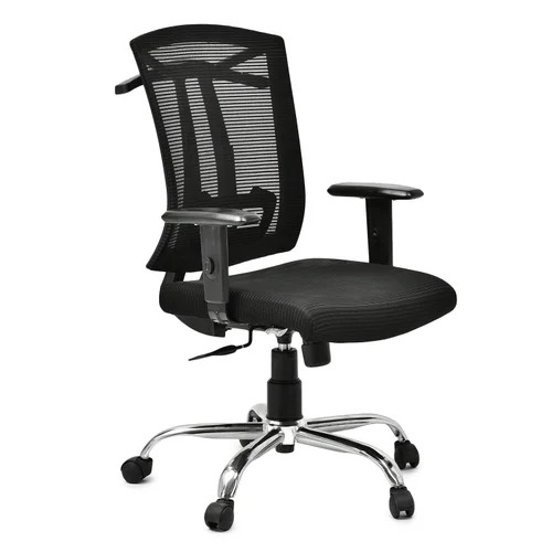 Mid Back Fabric Office Chair - Adjustable Arms, 20-21 Inches Height | Modern Design, 200Kg Weight Capacity, Easy To Clean, Durable Finish
