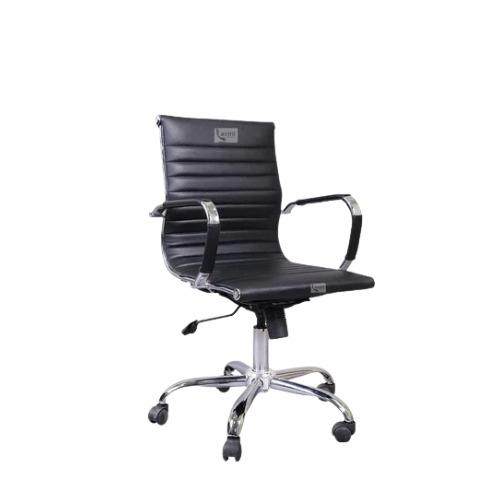 Leather Office Chair - Mids Back, Polished Finish, Brown and Black Colors | Durable, Skin Friendly, No Assembly Required, Modern Appearance