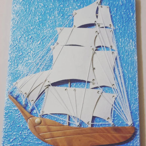 Natural Wood Vintage Ship Wall Hanging - Color: Multiple