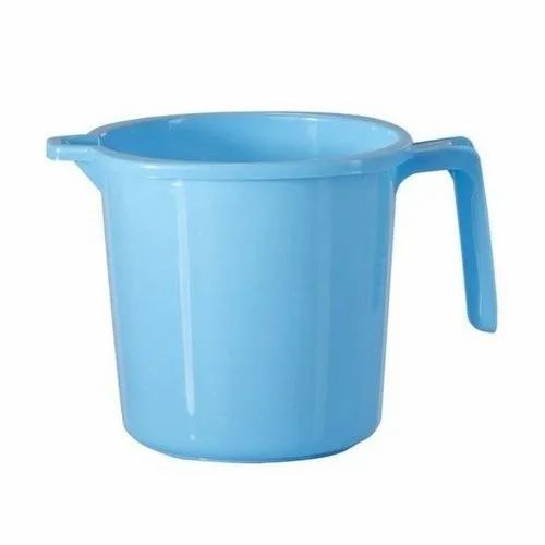 Plastic Bath Mug - 1 Ltr Capacity, Plain Design, Sky Blue Color | Lightweight Plastic, Good Quality