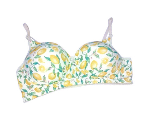 Printed Padded Bra - Lycra Cotton Blend, Size 28-42 | Multicolor, Breathable, Skin-Friendly, Fade & Wrinkle Resistant, Plunge Neck Design