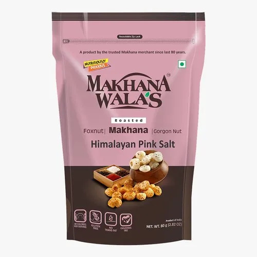 Roasted Makhana - 80g Pack, Very Light White Himalayan Pink Salt Benefits