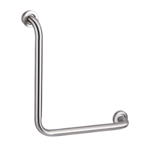 Stainless Steel Grab Bar - Stainless Steel, L Shape, Silver | Durable Design for Washroom Use, Box Packaging
