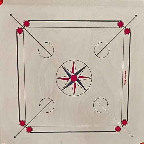 Wood Carrom Board - 32x32 Inches, Good Quality Wood, Designed for 4 Players